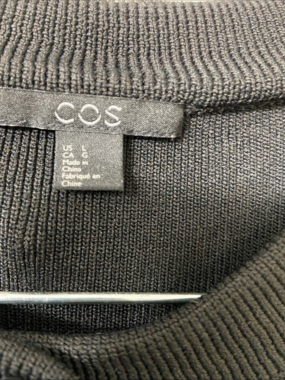 COS Black Ribbed Knit Button-Front Cardigan Size-Large - Picture 12 of 14